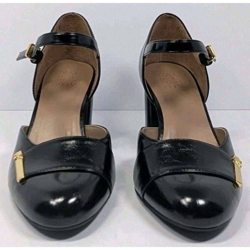 Naturalizer Lavish Women's 10 Wide Mary Jane Block Heel Pump Black Patent NIB - Picture 7 of 12